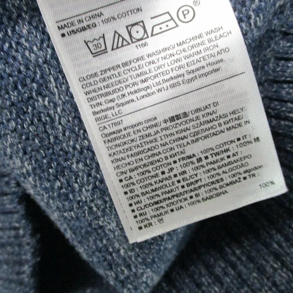 Banana Republic Full Zip Hoodie Sweater‎ Heather Dark Blue Men Size | L